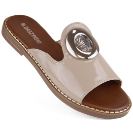 M.Daszyński W SAN34 beige patent hjemmesko