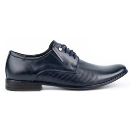 Olivier Herre elegante lædersko 302T3, marineblå