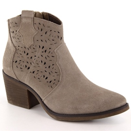 Cowboystøvler i gennembrudt læder, beige S.Barski