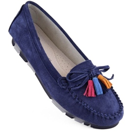Filippo W PAW506C loafers i ruskind med frynser, marineblå