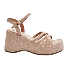 Lys beige platform og kilesandaler Oporia