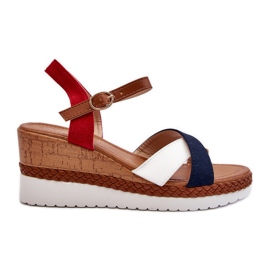 Hvide og marineblå Kioda kile-sandaler med stropper