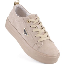 Læderruskindssko på Filippo W PAW315C platformen, beige