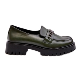 Vinceza Dame lædermoccasiner med dekoration, mørkegrøn, Loraleima