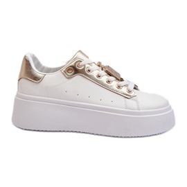 Hvide damesneakers med dekoration Celedria