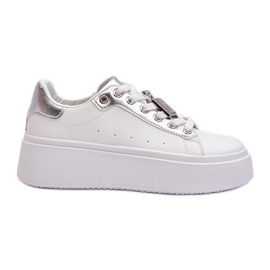 Hvide damesneakers med dekoration Celedria