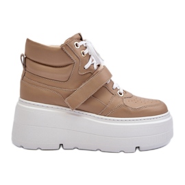 Zazoo 3450 Sneakers i læder til kvinder, beige