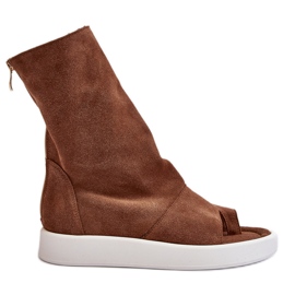 Zazoo 3441 Damesandaler i ruskind med brun overdel