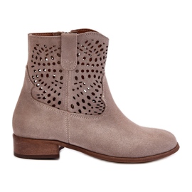 Zazoo 3305/2 gennembrudte cappuccinostøvler til kvinder beige