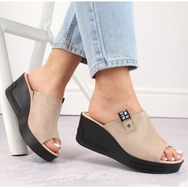 Suede wedge hjemmesko Vinceza W JAN278 beige