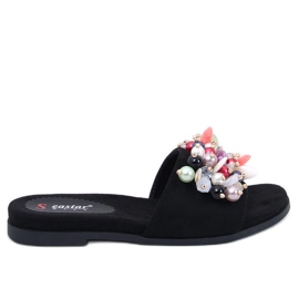 Seastar Lumsen Sorte flip-flops med farverige sten