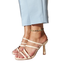 Lysbeige Semira højhælede flip-flops