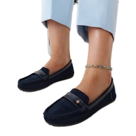 Marineblå stof loafers fra Fombio
