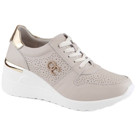 Sportssko i læder, beige S.Barski LR810