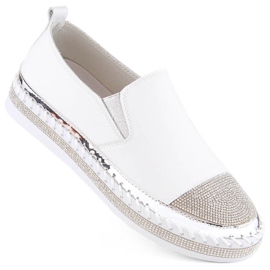 S.Barski Slip-on sko til kvinder med zirkoner, hvid D&amp;A LR370