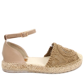 Jasmine Khaki gennembrudte espadriller beige