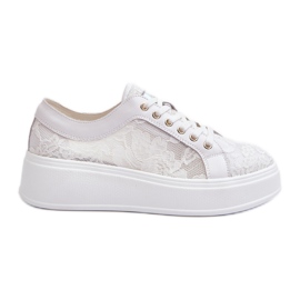 S.Barski Blonder kvinders blonder sneakers på platformen S. Barski Hy51-059 White hvid