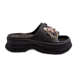 Kvinders skumflip-flops med dekorationer Sort Afariana