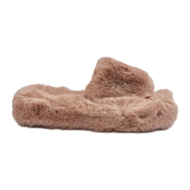 Beige pels hjemmesko til kvinder Stepia