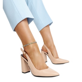 Beige Wechsler pumps med åben tå