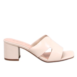 Vallon Beige højhælede muldyr