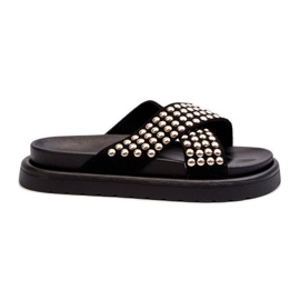 FG2 Dame-dekoreret platform flip-flops sort Niraela