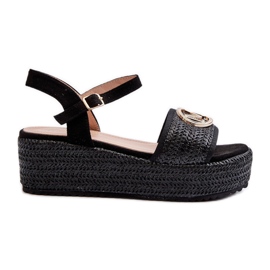 Damesandaler med fletning, sort Esalena