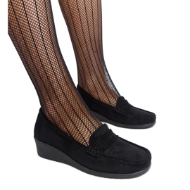 Sakena wedge loafers i sort ruskind
