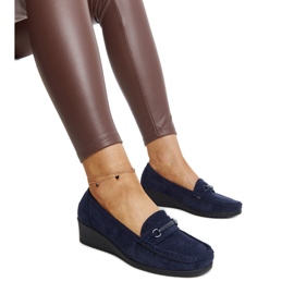 Amels marineblå wedge loafers