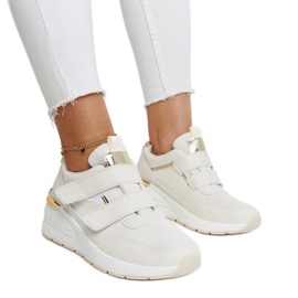Beige kile sneakers med velcrolukning fra Orly