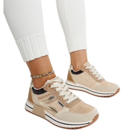 Beige platform sneakers med Mauli rhinestones