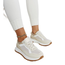 Beige platform sneakers med Evelia glitter