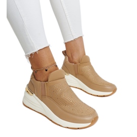 Ashleey brune wedge sneakers med rhinestones