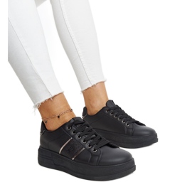 Sorte sneakers med tyk Finestra-sål