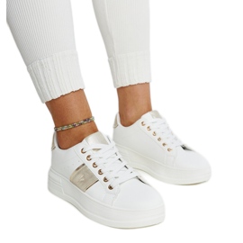 Hvide og guld sneakers med en tyk Finestra sål