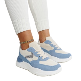 Beige og blå sneakers på Nereida platformen