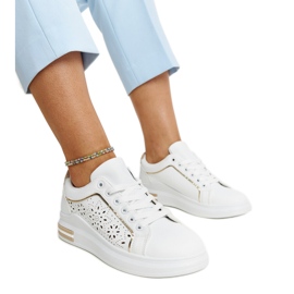 Hvide gennembrudte sneakers med Zorka glitter