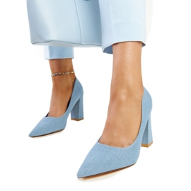 Leea højhælede denim pumps blå