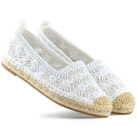 Hvide espadriller med blonder til kvinder