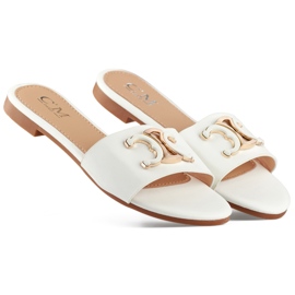 Hvide elegante dameflip-flops med dekoration