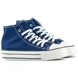 Marineblå high-top sneakers med en tyk sål