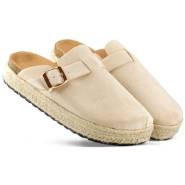 Damebeklædte espadriller med spænde, beige