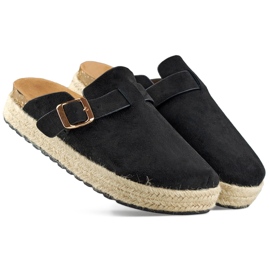 Damebeklædte espadriller med spænde, sort