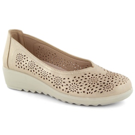 Dame gennembrudt guld wedge slip-on sko Potocki 90300 gylden