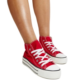 Røde high-top sneakers med tyk sål fra Bagy