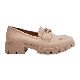 Elegante beige damemokkasiner med gulddekoration Tosisa