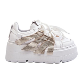 Zazoo 2F-7033 Sneakers på en massiv platform hvid og guld