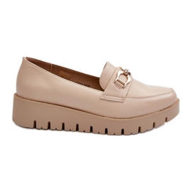 Dame Platform Mokkasiner Med Dekoration, Lys Beige Kaldina