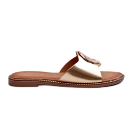 Kvindeflip-flops med gulddekoration Clima gylden