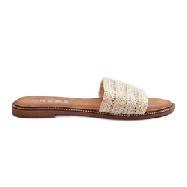 Damesandaler med flettede flade hæle, lyse beige radianer